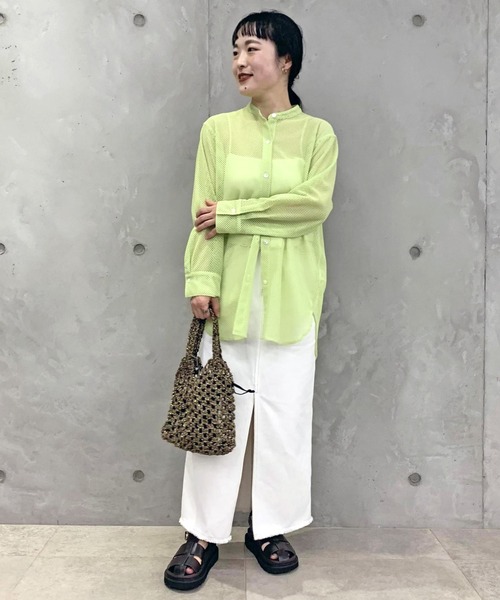 SALON adam et rope'(サロン アダム エ ロペ)の「【WEB限定】メッシュバンドカラーシアーシャツ(シャツ/ブラウス・レディース・ブラック/オフホワイト/ミント・FREE)」の21枚目の写真
