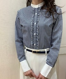 TOKYO SHIRTS（トウキョウシャツ）の「形態安定ノーアイロン スタンド衿フリル 長袖ビジネスワイシャツ（ビジネスシャツ）」