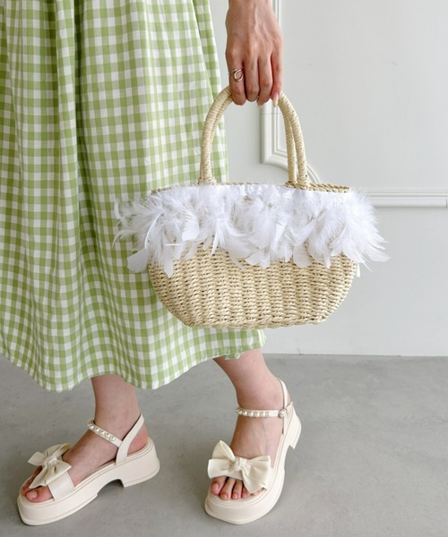 Loueme（ルエム）の「【23S/S】フェザーバスケットバッグ（かごバッグ・レディース・ブラウン/アイボリー・FREE）」の7枚目の写真