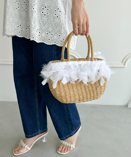 Loueme（ルエム）の「【23S/S】フェザーバスケットバッグ（かごバッグ・レディース・ブラウン/アイボリー・FREE）」の10枚目の写真