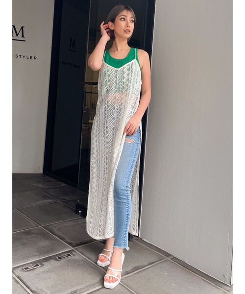 【セール】レーススリットロングキャミブラウス（ワンピース）｜GYDA（ジェイダ）