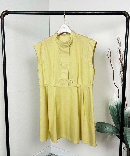 Meli rich(メリーリッチ)の「バンドカラーフレアチュニックシャツ(シャツ/ブラウス・レディース・グリーン/ライトイエロー/オフホワイト/ブラック・MEDIUM)」の22枚目の写真