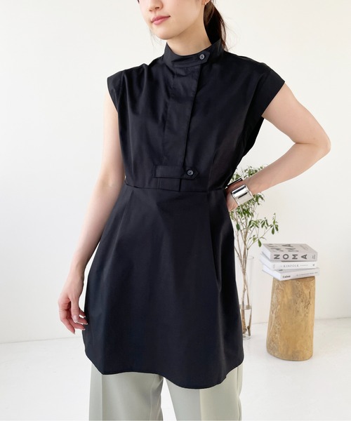 Meli rich(メリーリッチ)の「バンドカラーフレアチュニックシャツ(シャツ/ブラウス・レディース・グリーン/ライトイエロー/オフホワイト/ブラック・MEDIUM)」の20枚目の写真