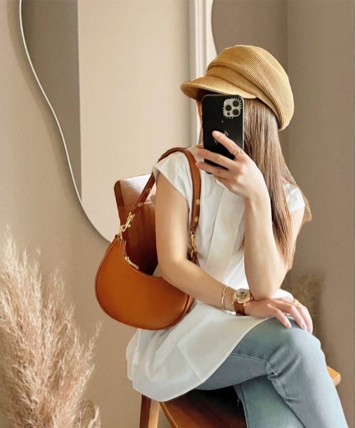 Meli rich(メリーリッチ)の「バンドカラーフレアチュニックシャツ(シャツ/ブラウス・レディース・グリーン/ライトイエロー/オフホワイト/ブラック・MEDIUM)」の11枚目の写真