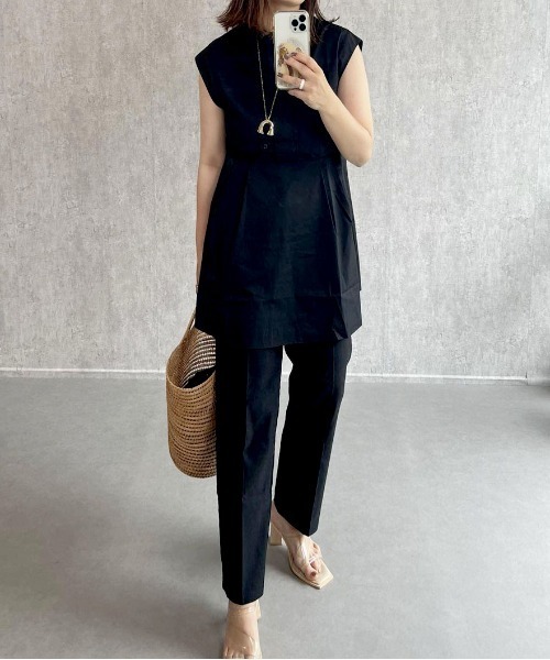 Meli rich(メリーリッチ)の「バンドカラーフレアチュニックシャツ(シャツ/ブラウス・レディース・グリーン/ライトイエロー/オフホワイト/ブラック・MEDIUM)」の10枚目の写真