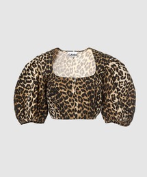 Printed Cotton Cropped Zipper Blouse