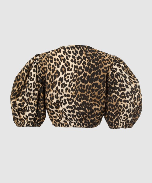 GANNI(ガニー)の「Printed Cotton Cropped Zipper Blouse(シャツ/ブラウス・レディース・レオパード・34/36)」の2枚目の写真