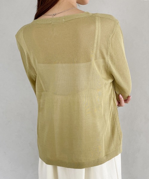 セール】シアーVネックニットカーディガン（カーディガン