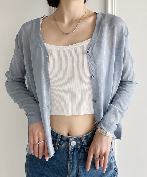 United store(ユナイテッドストア)の「シアーVネックニットカーディガン(カーディガン/ボレロ・レディース・グリーン/ブルー/ホワイト/ブラック・FREE)」の19枚目の写真