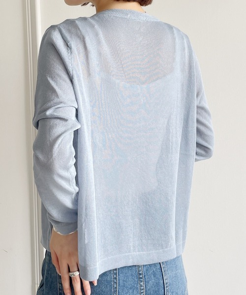 セール】シアーVネックニットカーディガン（カーディガン