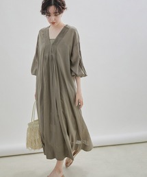 SALON adam et rope' | 【洗える】エアリーボイルハンドタックVネックワンピース(ワンピース)