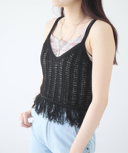 RAY CASSIN（レイカズン）の「フリンジニットビスチェ（その他トップス・レディース・ブラック/ベージュ・FREE）」の6枚目の写真