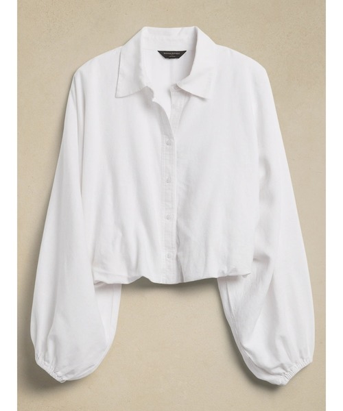 ブラウス シャツ BANANA REPUBLIC FACTORY STORE　　リネンブレンドクロップドシャツ レディース BANANA REPUBLIC FACTORY STORE リネンブレンドクロップドシャツ