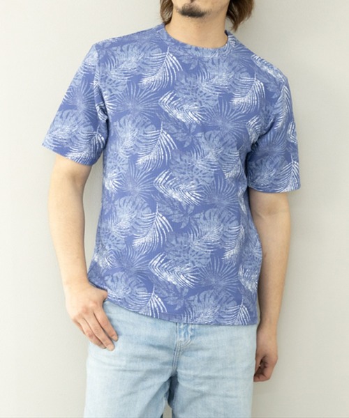 STYLEBLOCK(スタイルブロック)の「エンボスワッフルリーフ柄半袖クルーネックTシャツ(Tシャツ/カットソー・メンズ・ブラック/ネイビー/ベージュ・L/M/LL)」の1枚目の写真