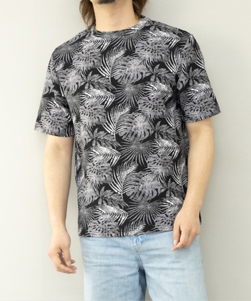 STYLEBLOCK(スタイルブロック)の「エンボスワッフルリーフ柄半袖クルーネックTシャツ(Tシャツ/カットソー・メンズ・ブラック/ネイビー/ベージュ・L/M/LL)」の2枚目の写真