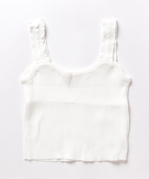 NinaetLina（ニナエリナ）の「リブニットスクエアネックタンクトップ（キャミソール・レディース・ホワイト/ブルー/ブラック/ベージュ・FREE）」の9枚目の写真