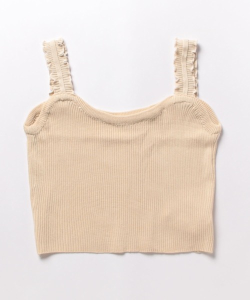 NinaetLina（ニナエリナ）の「リブニットスクエアネックタンクトップ（キャミソール・レディース・ホワイト/ブルー/ブラック/ベージュ・FREE）」の10枚目の写真