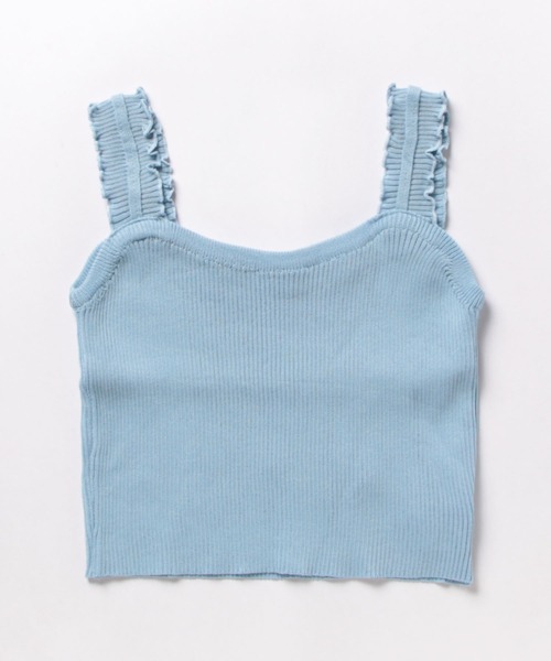 NinaetLina（ニナエリナ）の「リブニットスクエアネックタンクトップ（キャミソール・レディース・ホワイト/ブルー/ブラック/ベージュ・FREE）」の11枚目の写真