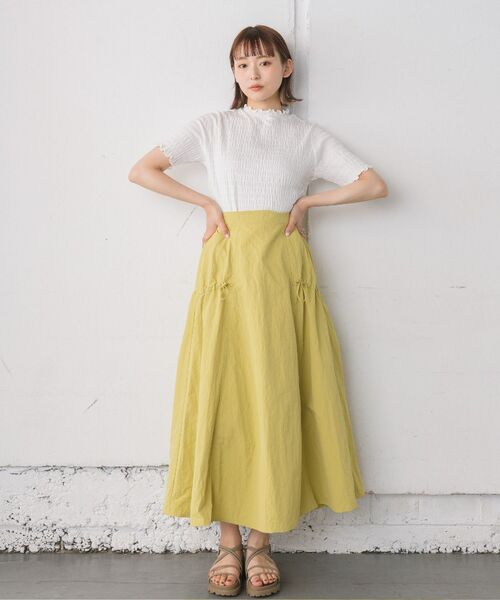 RETRO GIRL（レトロガール）の「シャーリングメロウTee（Tシャツ/カットソー・レディース・グリーン/ホワイト/ブラック/ブルー・FREE）」の5枚目の写真