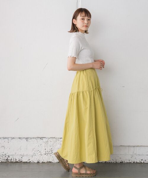 RETRO GIRL（レトロガール）の「シャーリングメロウTee（Tシャツ/カットソー・レディース・グリーン/ホワイト/ブラック/ブルー・FREE）」の7枚目の写真