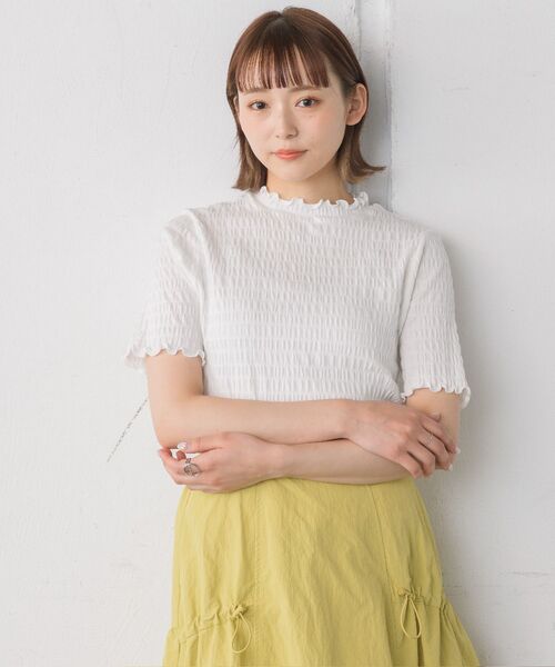 RETRO GIRL（レトロガール）の「シャーリングメロウTee（Tシャツ/カットソー・レディース・グリーン/ホワイト/ブラック/ブルー・FREE）」の9枚目の写真