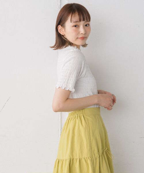 RETRO GIRL（レトロガール）の「シャーリングメロウTee（Tシャツ/カットソー・レディース・グリーン/ホワイト/ブラック/ブルー・FREE）」の10枚目の写真