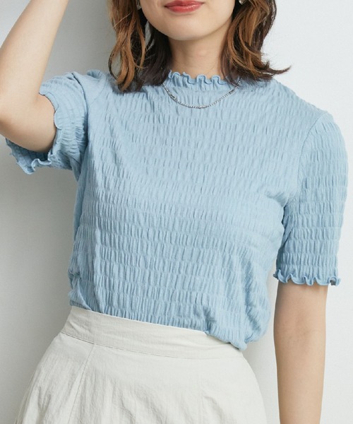 RETRO GIRL（レトロガール）の「シャーリングメロウTee（Tシャツ/カットソー・レディース・グリーン/ホワイト/ブラック/ブルー・FREE）」の2枚目の写真