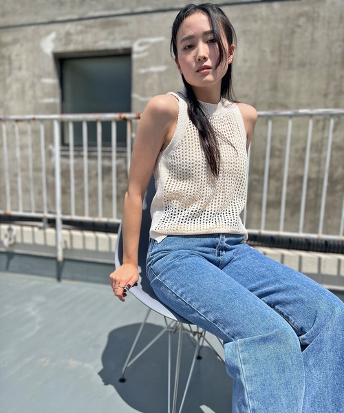 ISOOK(アイスー)の「【ZOZO限定】Sleeveless mesh knit / スリーブレスメッシュニット(タンクトップ・レディース・アイボリー・FREE)」の7枚目の写真