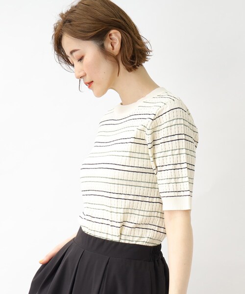 grove（グローブ）の「◆アイレットボーダープルオーバー（ニット/セーター・レディース・ライトグリーン系2/ネイビー系2/アイボリー系2・02/03/04/01/05）」の7枚目の写真