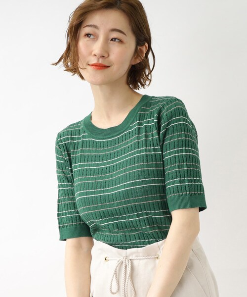 grove（グローブ）の「◆アイレットボーダープルオーバー（ニット/セーター・レディース・ライトグリーン系2/ネイビー系2/アイボリー系2・02/03/04/01/05）」の18枚目の写真