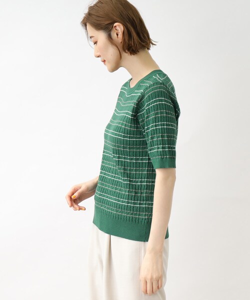 grove（グローブ）の「◆アイレットボーダープルオーバー（ニット/セーター・レディース・ライトグリーン系2/ネイビー系2/アイボリー系2・02/03/04/01/05）」の21枚目の写真