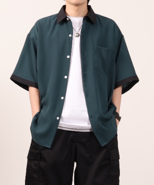 URBAN COLLECTION(アーバンコレクション)の「ルーズシルエットクレリックシャツ 半袖 オーバーサイズ(シャツ/ブラウス・メンズ・ブラック/グレー/グリーン・M/L/XL)」の3枚目の写真