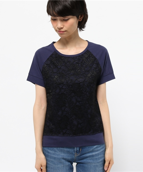 OUTLET(アウトレット)の「【CIAOPANIC TYPY】レースドッキングTシャツ(Tシャツ/カットソー・レディース・ネイビー・FREE)」の2枚目の写真