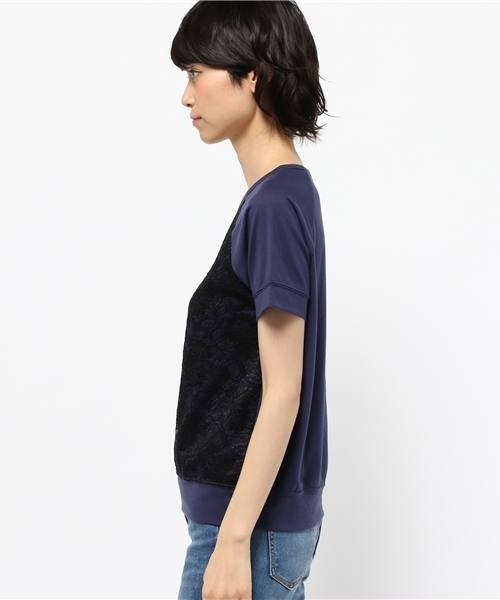 OUTLET(アウトレット)の「【CIAOPANIC TYPY】レースドッキングTシャツ(Tシャツ/カットソー・レディース・ネイビー・FREE)」の3枚目の写真