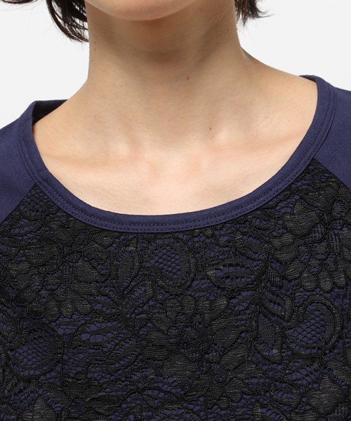 OUTLET(アウトレット)の「【CIAOPANIC TYPY】レースドッキングTシャツ(Tシャツ/カットソー・レディース・ネイビー・FREE)」の5枚目の写真