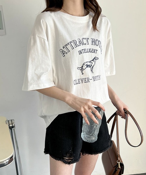 aimoha(アイモハ)の「アメカジ風 プリントTシャツ(Tシャツ/カットソー・レディース・ネイビー/ホワイト/グレー・FREE)」の8枚目の写真