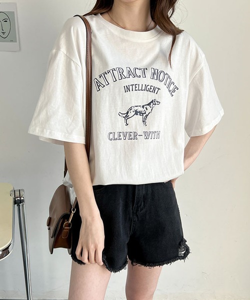 aimoha(アイモハ)の「アメカジ風 プリントTシャツ(Tシャツ/カットソー・レディース・ネイビー/ホワイト/グレー・FREE)」の9枚目の写真