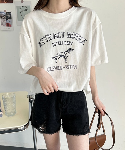 aimoha(アイモハ)の「アメカジ風 プリントTシャツ(Tシャツ/カットソー・レディース・ネイビー/ホワイト/グレー・FREE)」の10枚目の写真