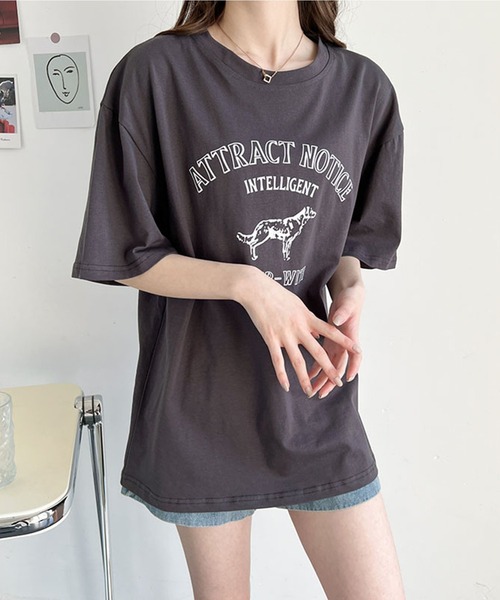 aimoha(アイモハ)の「アメカジ風 プリントTシャツ(Tシャツ/カットソー・レディース・ネイビー/ホワイト/グレー・FREE)」の12枚目の写真
