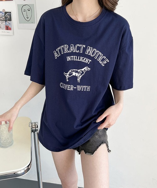 aimoha(アイモハ)の「アメカジ風 プリントTシャツ(Tシャツ/カットソー・レディース・ネイビー/ホワイト/グレー・FREE)」の15枚目の写真