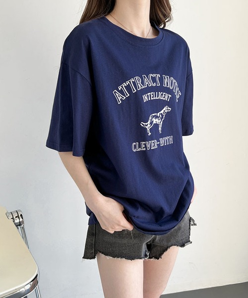 aimoha(アイモハ)の「アメカジ風 プリントTシャツ(Tシャツ/カットソー・レディース・ネイビー/ホワイト/グレー・FREE)」の16枚目の写真