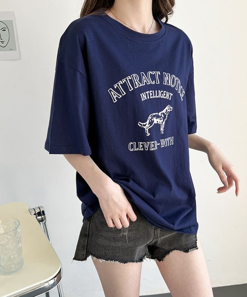 aimoha(アイモハ)の「アメカジ風 プリントTシャツ(Tシャツ/カットソー・レディース・ネイビー/ホワイト/グレー・FREE)」の17枚目の写真