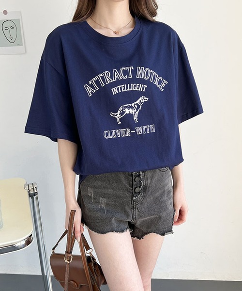 aimoha(アイモハ)の「アメカジ風 プリントTシャツ(Tシャツ/カットソー・レディース・ネイビー/ホワイト/グレー・FREE)」の18枚目の写真