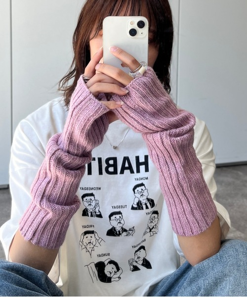 CPCM(シーピーシーエム)の「MIX糸アームウォーマー(アームカバー・レディース・ライトベージュ/チャコールグレー/ピンク・FREE)」の1枚目の写真