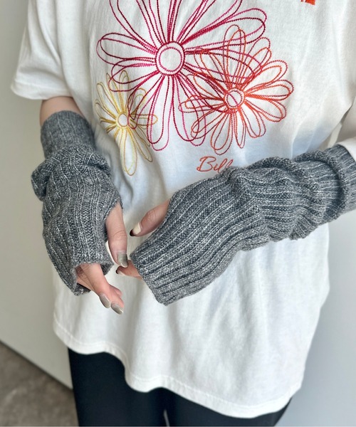 CPCM(シーピーシーエム)の「MIX糸アームウォーマー(アームカバー・レディース・ライトベージュ/チャコールグレー/ピンク・FREE)」の7枚目の写真