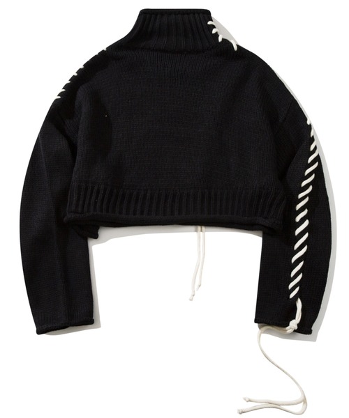 aimoha(アイモハ)の「手縫いステッチショートニットトップス(ニット/セーター・レディース・ブラック/ライトグリーン/ホワイト・FREE)」の18枚目の写真