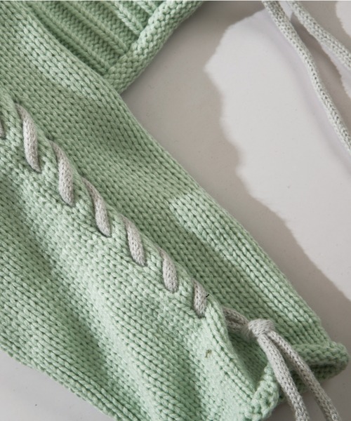 aimoha(アイモハ)の「手縫いステッチショートニットトップス(ニット/セーター・レディース・ブラック/ライトグリーン/ホワイト・FREE)」の8枚目の写真