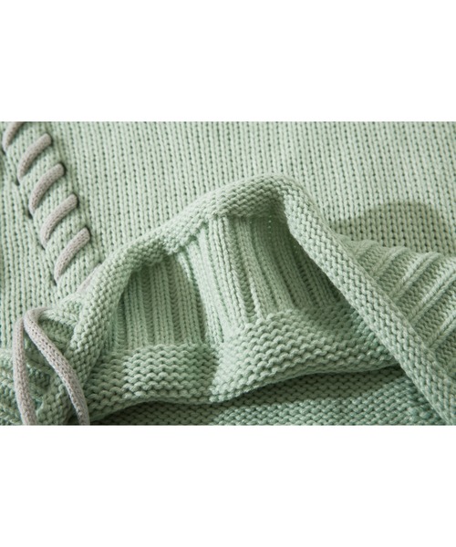 aimoha(アイモハ)の「手縫いステッチショートニットトップス(ニット/セーター・レディース・ブラック/ライトグリーン/ホワイト・FREE)」の10枚目の写真