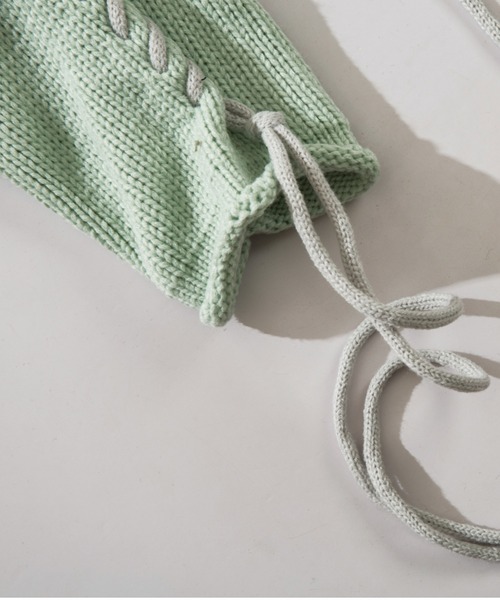 aimoha(アイモハ)の「手縫いステッチショートニットトップス(ニット/セーター・レディース・ブラック/ライトグリーン/ホワイト・FREE)」の14枚目の写真