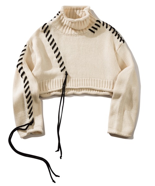 aimoha(アイモハ)の「手縫いステッチショートニットトップス(ニット/セーター・レディース・ブラック/ライトグリーン/ホワイト・FREE)」の22枚目の写真